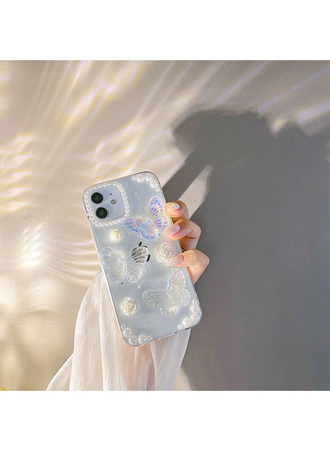 Compatible with iPhone 15 Pro Max Clear Case 3D Butterfly with Aesthetic Rose Floral Shiny Girly Phone Case for Women Girls Soft TPU Cover,Clear - Image 4
