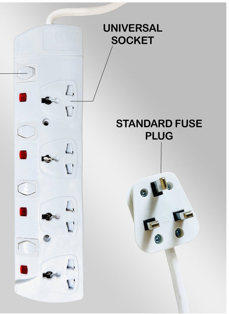 INFLUX INFLUX Extension Cord with 4-Outlet - 5 Meter Multi Plug Extension Cable for Maximum Reach and Versatility - High-Quality power Extension Socket for All Your Power Needs  - Image 3