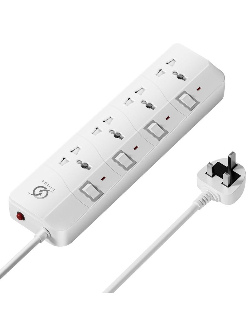 INFLUX Extension Cord with 4-Outlet - 5 Meter Multi Plug Extension Cable for Maximum Reach and Versatility - High-Quality power Extension Socket for All Your Power Needs - Image 1