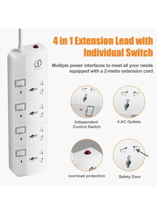 INFLUX Extension Cord with 4-Outlet - 5 Meter Multi Plug Extension Cable for Maximum Reach and Versatility - High-Quality power Extension Socket for All Your Power Needs - Image 4