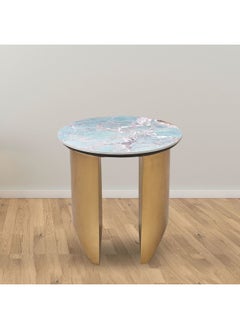 DANUBE HOME Conley Sintered Stone Round End Table - Green/Gold - With 2-Year Warranty  - Image 1