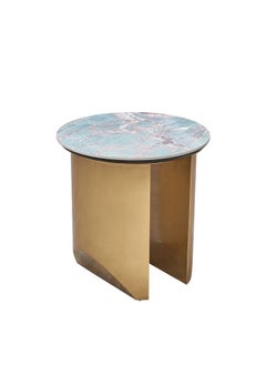 DANUBE HOME Conley Sintered Stone Round End Table - Green/Gold - With 2-Year Warranty  - Image 5