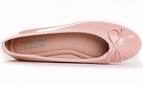 FEVERSOLE Women's Macaroon Colorful Memory Foam Cushion Insock Patent Ballet Flat Pink Size 8.5 M US - Image 5