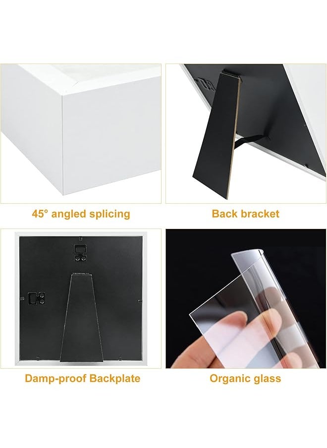 3D Picture Frame For Filling Pack Of 2 Deep 3D Object Frame 20X20 Cm Picture Box Wood Deep Frame Wooden Shadow Box Frame For Baby Wedding Favors Photos Flowers Tickets White Square