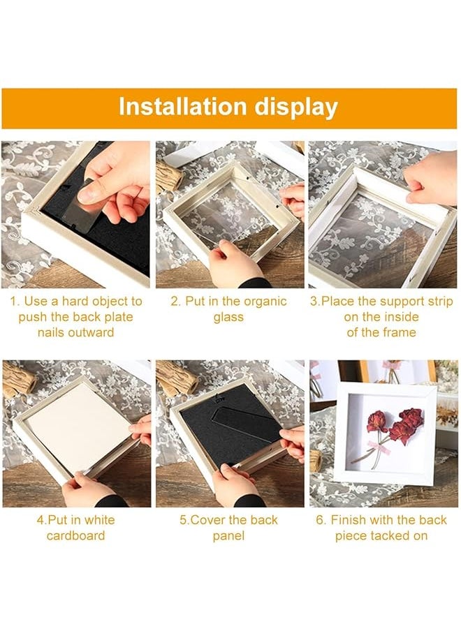 3D Picture Frame For Filling Pack Of 2 Deep 3D Object Frame 20X20 Cm Picture Box Wood Deep Frame Wooden Shadow Box Frame For Baby Wedding Favors Photos Flowers Tickets White Square
