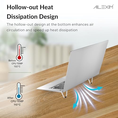AILEXIM Laptop Stand Portable Mini Aluminium Laptop Riser - Invisible Ergonomic Laptop Cooling Pad Lightweight Keyboard Riser Desk Stand for MacBook Dell HP Suitable for 11-17 Inch (Silver, 2Pc) - Image 5