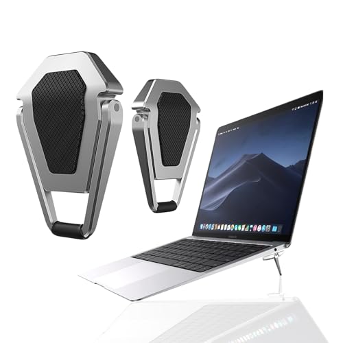 AILEXIM Laptop Stand Portable Mini Aluminium Laptop Riser - Invisible Ergonomic Laptop Cooling Pad Lightweight Keyboard Riser Desk Stand for MacBook Dell HP Suitable for 11-17 Inch (Silver, 2Pc) - Image 1