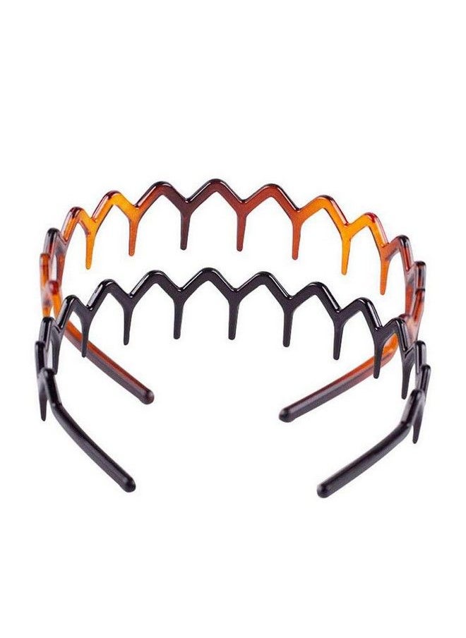 ericotry Set Of 2 Plastic Sharks Tooth Hair Comb Headband Hair Hoop Headwear Hairband Hair Accessory For Womens Lady Girls (Black And Brown)  - Image 2