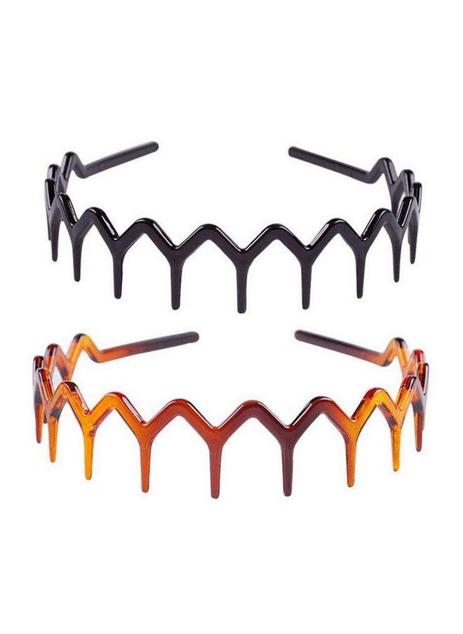 ericotry Set Of 2 Plastic Sharks Tooth Hair Comb Headband Hair Hoop Headwear Hairband Hair Accessory For Womens Lady Girls (Black And Brown)  - Image 4