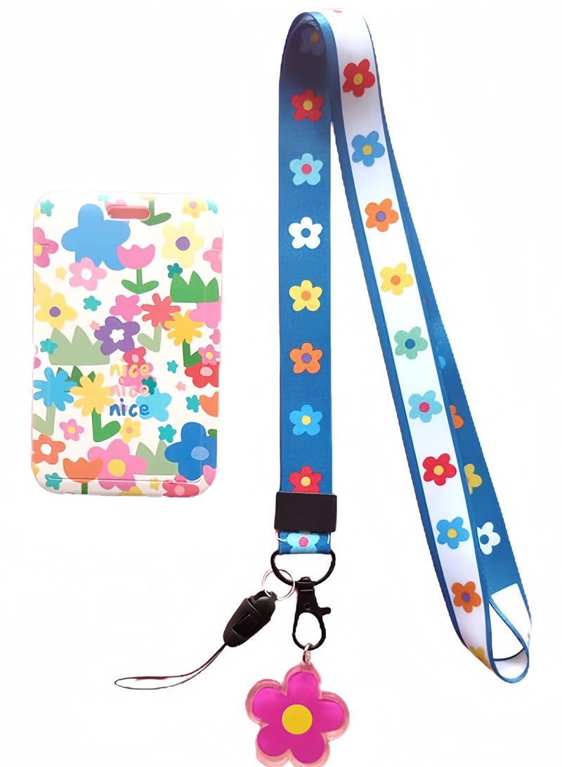 DAREU Cute ID Badge Holder with Detachable Silky Lanyard – Colorful Card Holder with Display Window, Keyring & Clip for Women, Kids, Students & Professionals  - Image 1