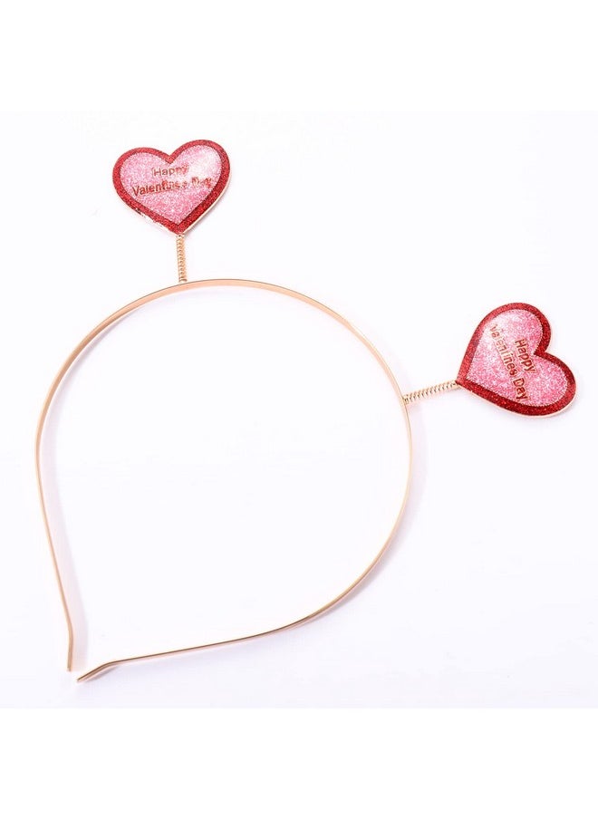 Boderier Glitter Heart Headband Valentine’S Day Costume Party Head Bopper Hair Barrette Hair Accessory For Women Girls Happy Valentines Day  - Image 2