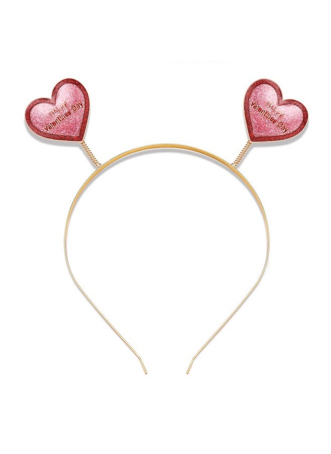 Boderier Glitter Heart Headband Valentine’S Day Costume Party Head Bopper Hair Barrette Hair Accessory For Women Girls Happy Valentines Day  - Image 1