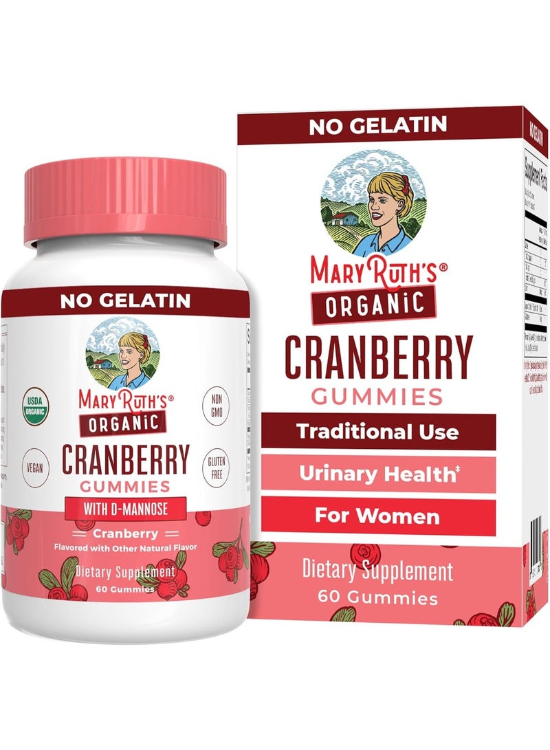 MaryRuth's Organics Organic Cranberry Gummies - 500mg Supplement | Urinary Tract Health for Women | with D Mannose | Traditional Use | USDA Organic | Vegan | Non GMO | 30 Servings - Image 1