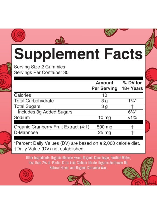 MaryRuth's Organics Organic Cranberry Gummies - 500mg Supplement | Urinary Tract Health for Women | with D Mannose | Traditional Use | USDA Organic | Vegan | Non GMO | 30 Servings - Image 2
