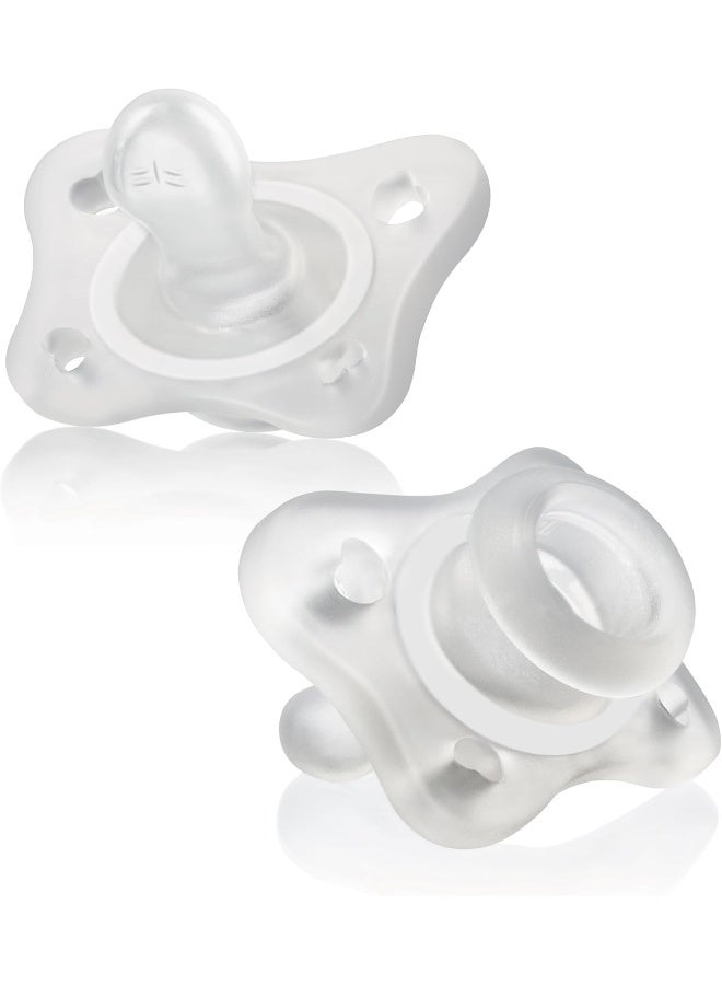 Chicco PhysioForma 100% Soft Silicone Mini One Piece Pacifier for Babies 0-2 Months | BPA & Latex Free | Reusable Sterilizing Case | 2pk - Image 1