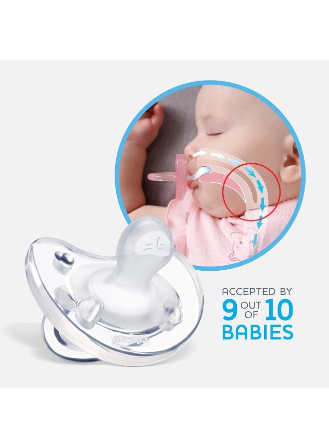 Chicco PhysioForma 100% Soft Silicone Mini One Piece Pacifier for Babies 0-2 Months | BPA & Latex Free | Reusable Sterilizing Case | 2pk - Image 3