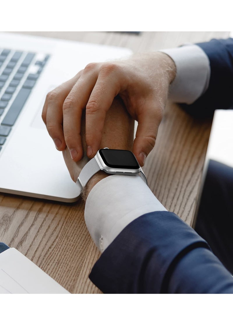 Generic Compatible with Apple Watch Band 42mm 44mm 45mm 46mm 49mm for Women and Men, Stainless Steel Magnetic Metal Wristband Strap Compatible with iWatch Series 10 9 8 7 6 5 4 3 2 1 SE 2/1 Silver  - Image 5