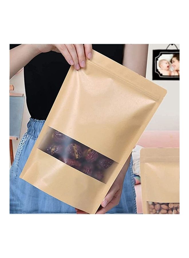 NIBEMINENT 50-Piece Zip Lock Reusable Food Pouch With Transparent Window Gold 18x26cm  - Image 3