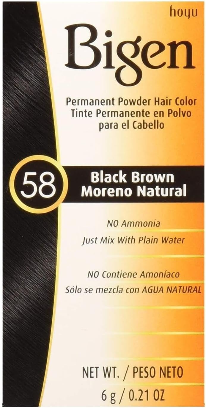 Bigen Permanent Powder Hair Color 58 - Black Brown - 0.21 oz - Image 1