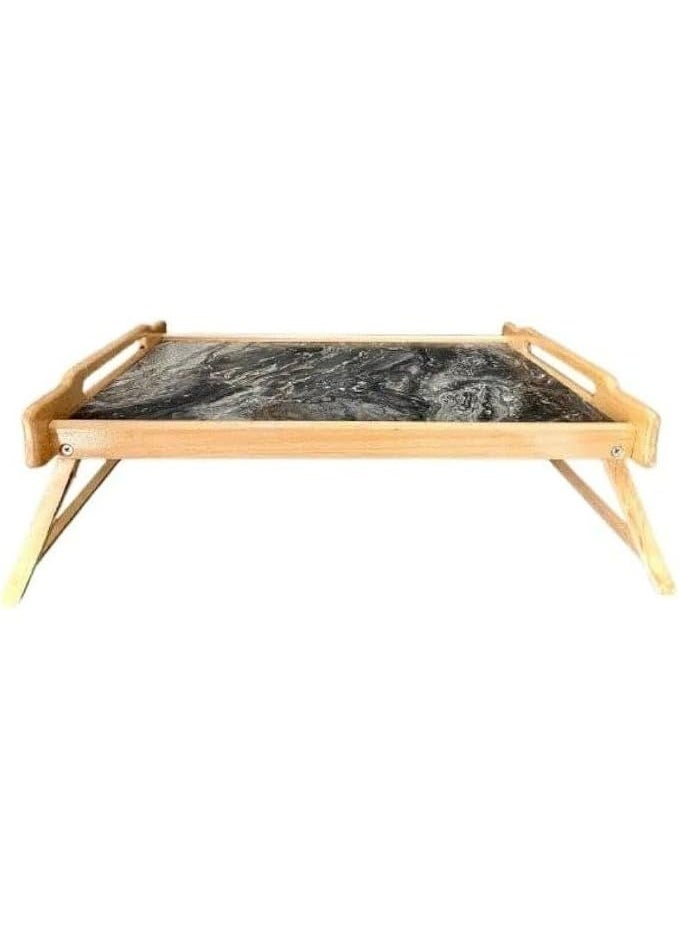 Wooden dinner tray and serving set – Multi-purpose serving table for breakfast and dinner in bed and on the sofa, 65x45 cm HR - Image 1