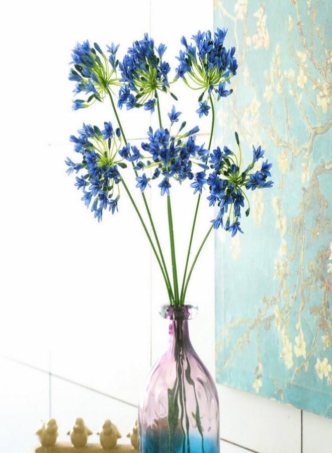DODXIAOBEUL 3 Pcs Long Stem Artificial Flowers,26" Blue Artificial African Agapanthus,Silk Flowers for Wedding Bouquet Home Hotel Arrangement Party Decor - Image 4