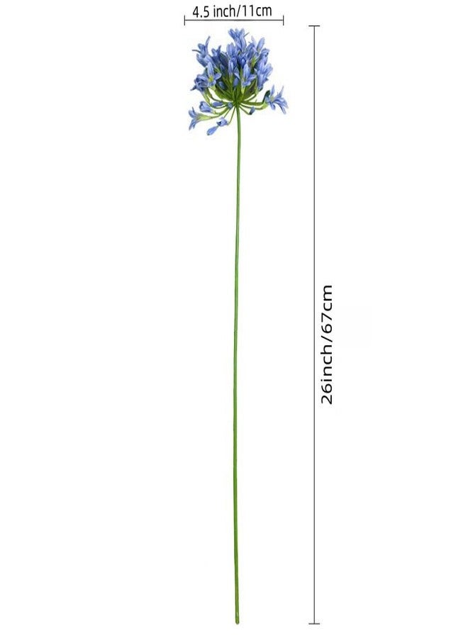DODXIAOBEUL 3 Pcs Long Stem Artificial Flowers,26" Blue Artificial African Agapanthus,Silk Flowers for Wedding Bouquet Home Hotel Arrangement Party Decor - Image 2