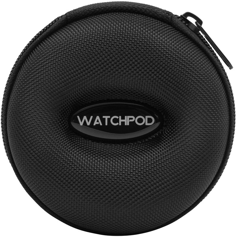 WATCHPOD Travel Watch Case | Single Watch Box w/Zipper for Storage | Cushioned Round Portable Watch Case for Travel | Fits all Wristwatches and Smart Watches up to 50mm (Black) - Image 5
