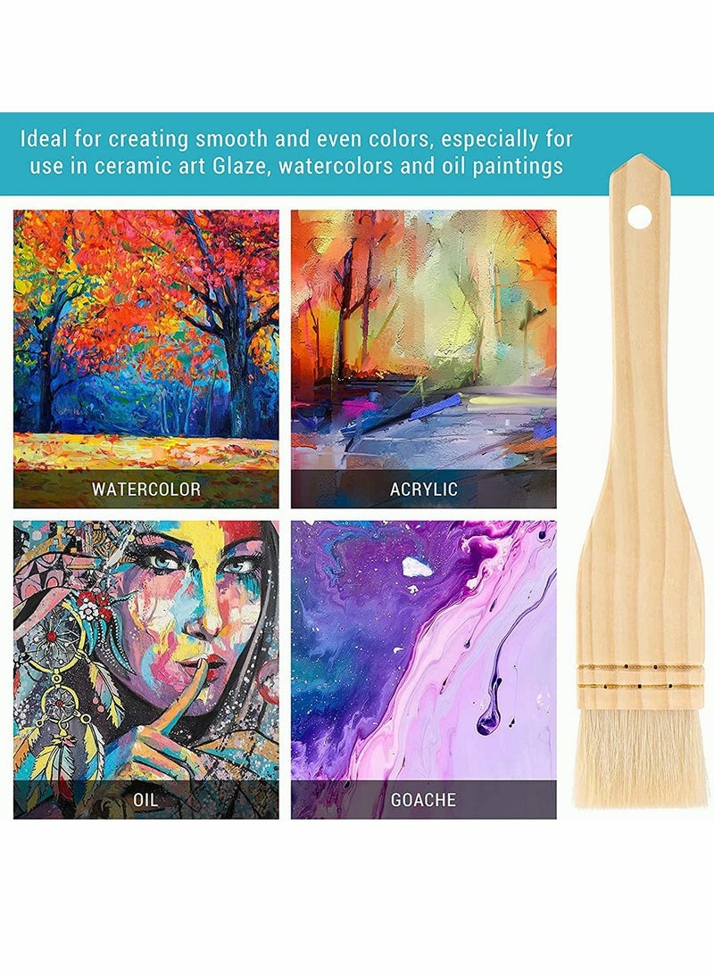 SOLARAE 3 Pieces Hake Brush Paint Brushes Flat Hake Brushes Hake Paint Brush Artist Wooden Handle Art Supplies Watercolor Brush Goat Hair Set Sheep Bristles for Wash Ceramic and Pottery - Image 4