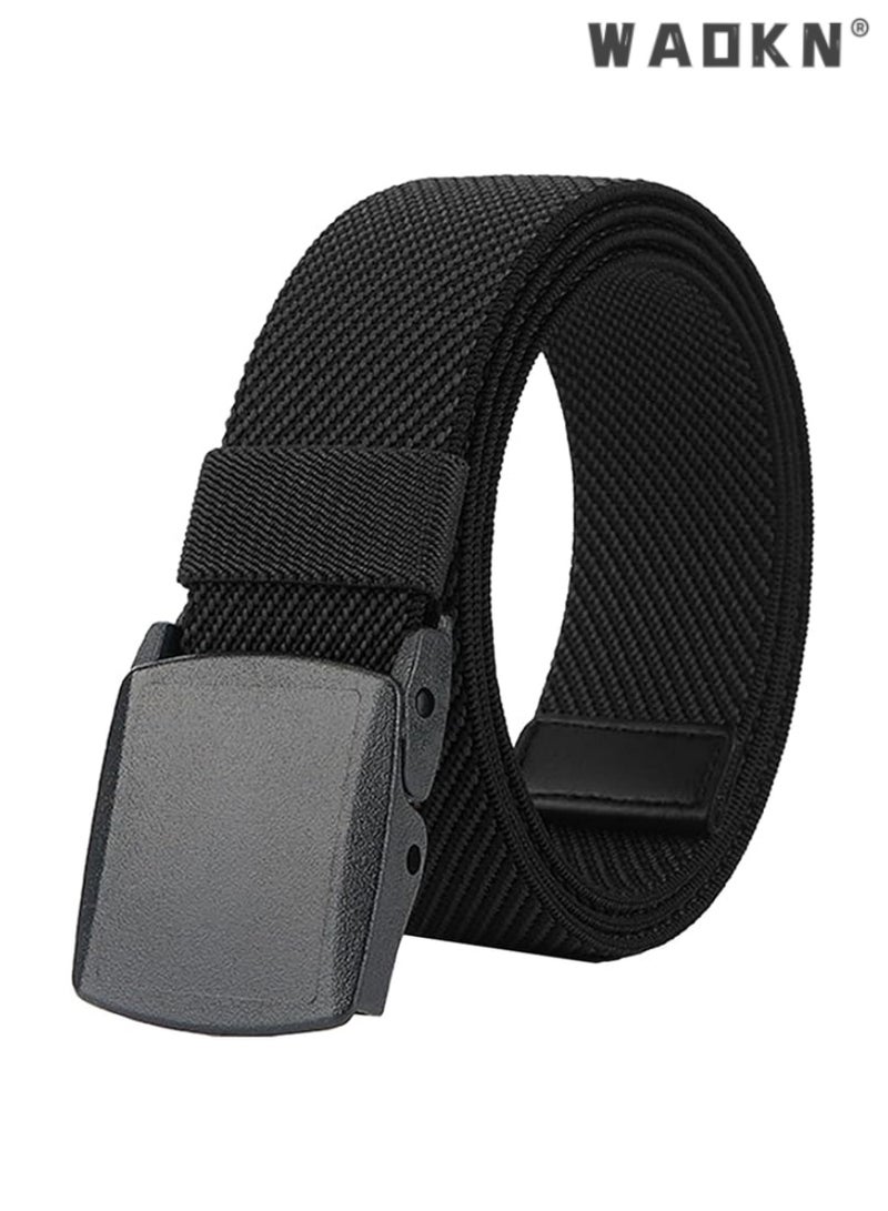 WAOKN Men's Multi-functional Automatic Buckle Elastic Belt, 120cm Long, Stretchable Design, Suitable for 27 to 46" Waist, Easy Adjustment（black） - Image 1