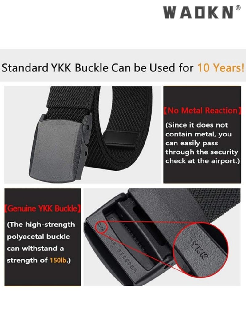 WAOKN Men's Multi-functional Automatic Buckle Elastic Belt, 120cm Long, Stretchable Design, Suitable for 27 to 46" Waist, Easy Adjustment（black） - Image 3