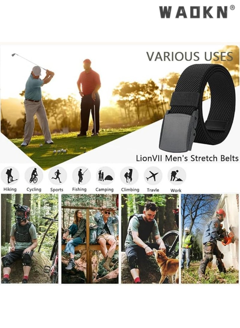 WAOKN Men's Multi-functional Automatic Buckle Elastic Belt, 120cm Long, Stretchable Design, Suitable for 27 to 46" Waist, Easy Adjustment（black） - Image 5