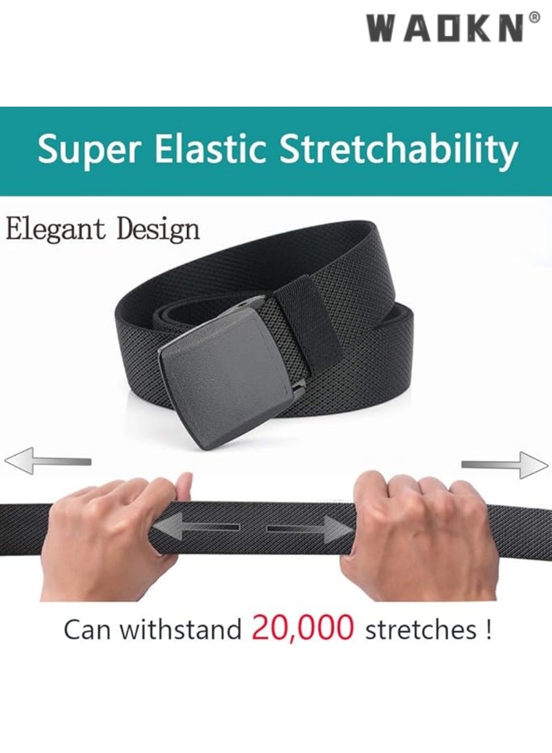 WAOKN Men's Multi-functional Automatic Buckle Elastic Belt, 120cm Long, Stretchable Design, Suitable for 27 to 46" Waist, Easy Adjustment（black） - Image 2