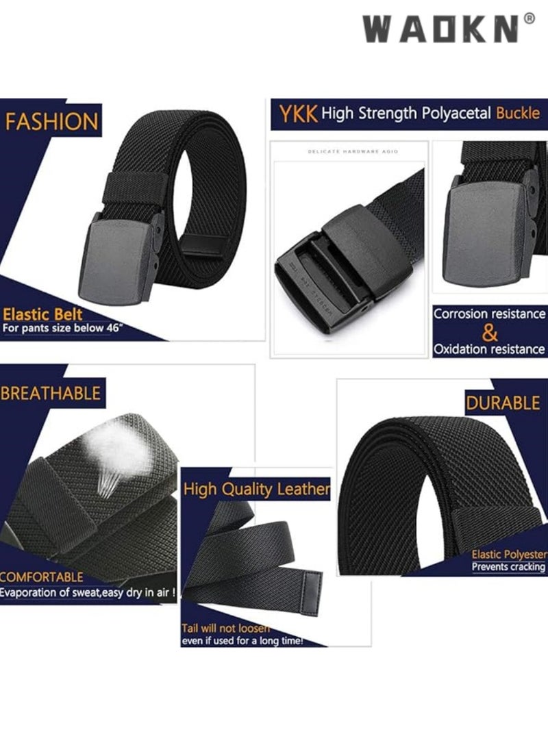 WAOKN Men's Multi-functional Automatic Buckle Elastic Belt, 120cm Long, Stretchable Design, Suitable for 27 to 46" Waist, Easy Adjustment（black） - Image 4