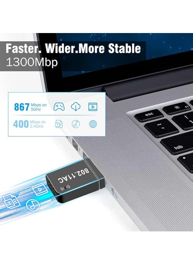 General USB WLAN Stick, 1300 Mbit/s USB WLAN Adapter, Dual-Band WiFi Stick (up to 867Mbps 5.8GHz/400Mbps 2.4GHz), USB3.0 for PC/Desktop/Laptop, Compatible with Windows XP/11/10/8.1/8/7/, Mac OS  - Image 3