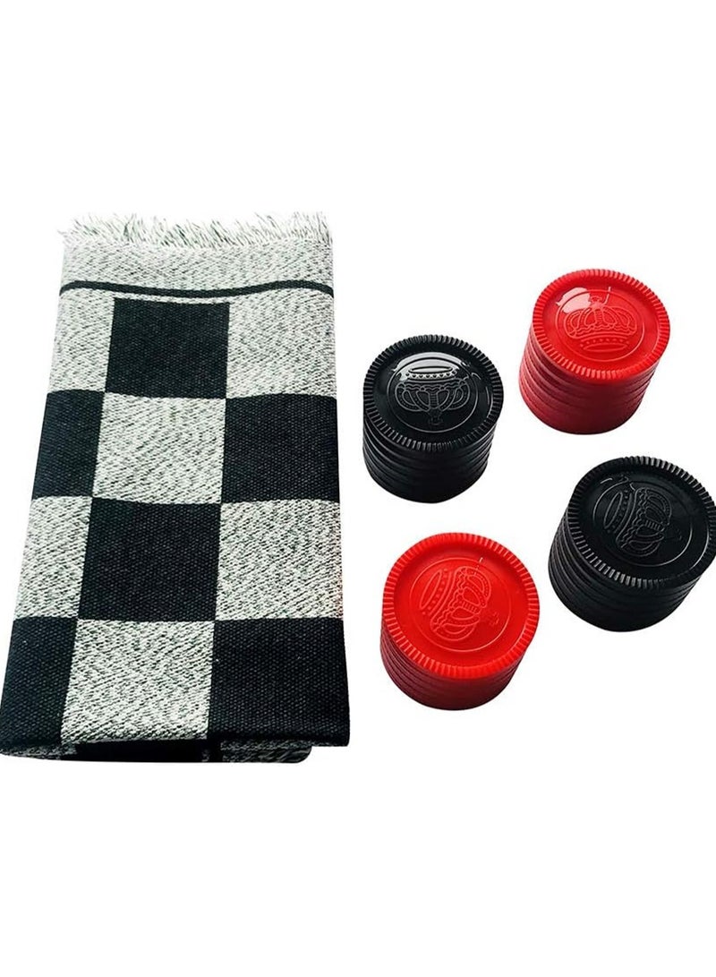 Yuanhe Large Checkers Set Three in One Game Including Double Sided Carpet Tic Tac Toe Classic Indoor Outdoor Yard Game - Image 5