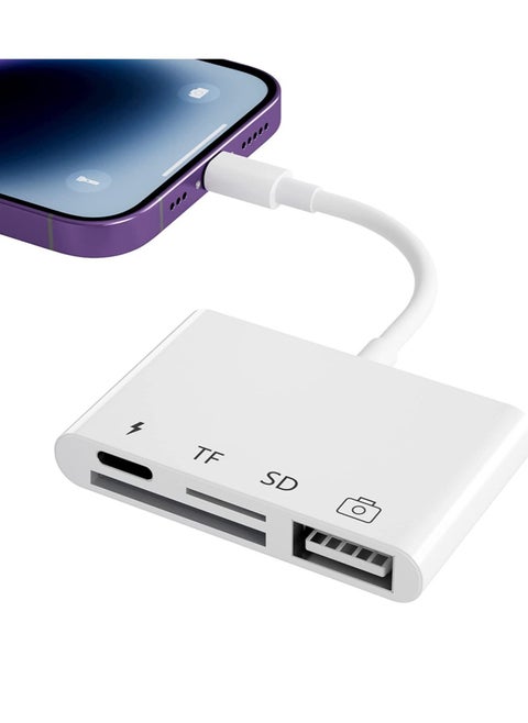 SD Card Reader for iPhone/iPad,iPhone SD Card Reader,4 in 1 USB OTG Adapter for iPhone Compatible MicroSD/SD
