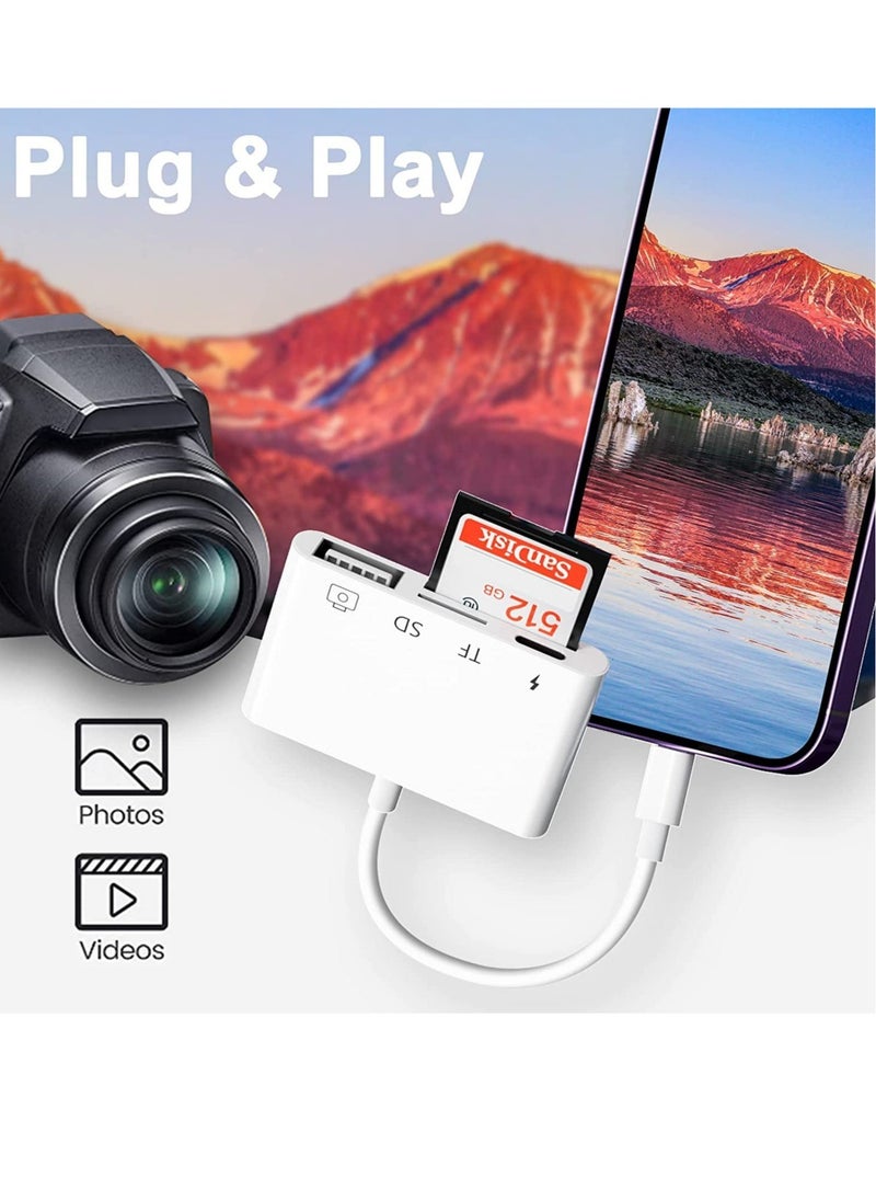 ELTRAZONE - SD Card Reader for iPhone/iPad,iPhone SD Card Reader,4 in 1 USB OTG Adapter for iPhone Compatible MicroSD/SD - Image 1