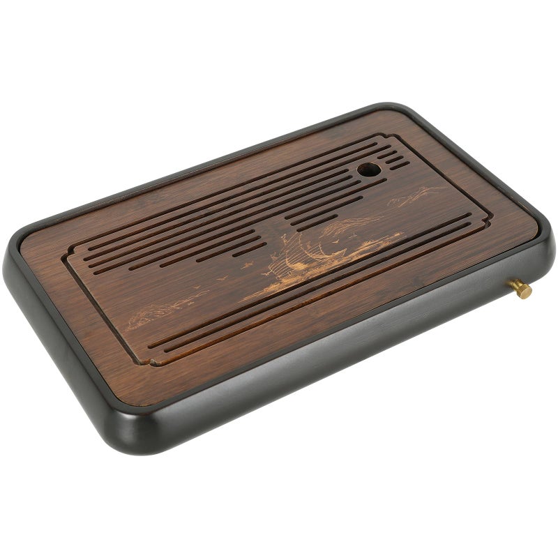 U-Fine Ufine 15 Inch Bamboo Gongfu Tea Tray with Water Storage Drainage Chinese Kung Fu Tea Serving Tray Tea Table Box Gift Set - Image 1
