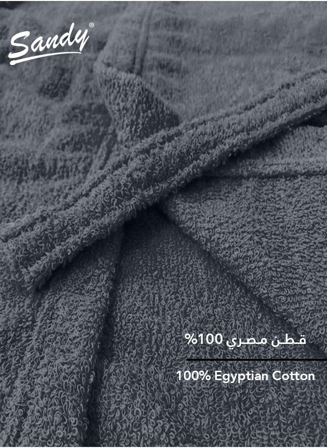 Sandy Sandy Kids Bathrobe with Hood, 100% Cotton Highly Absorbent, Unisex Plush Robe, Made in Egypt, Size XS, Grey  - Image 3