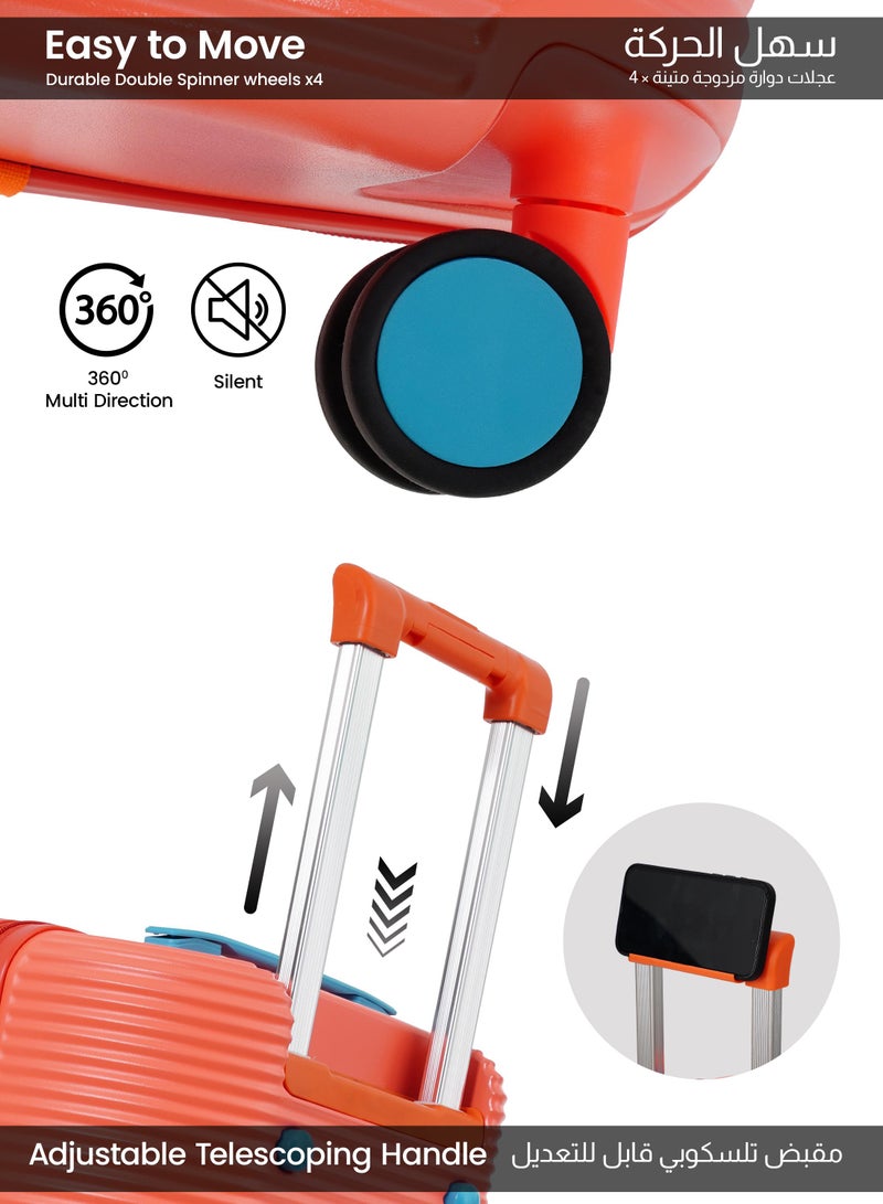 بارا جون حقيبة سفر باراجون كواتريكس بعجلات دوارة  درجة وهيكل صلب برتقالي - Image 5