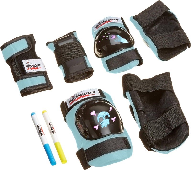 Wipeout Dry Erase Kids Cycling Protective Pad Set with Knee Pads, Elbow Pads, and Wristguards - Image 1