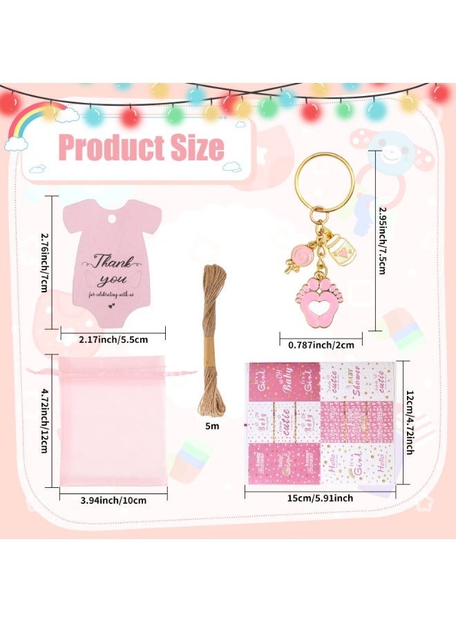 جاياتو مجموعة هدايا وردية شكرًا للفتيات  هدايا رائعة للحفلات على شكل سلسلة مفاتيح مع حقائب الأورجانزا والملصقات والبطاقات  مجموعة هدايا عيد الميلاد  هدايا استحمام الطفل والحدث - Image 3