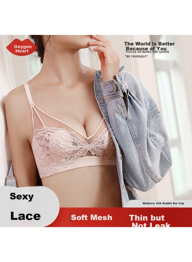 Yangxin Lace Mesh Bra For Women, Anti-sagging Rabbit Ear Cups, Push-up, Anti-sagging, Breathable, Wireless Brassiere