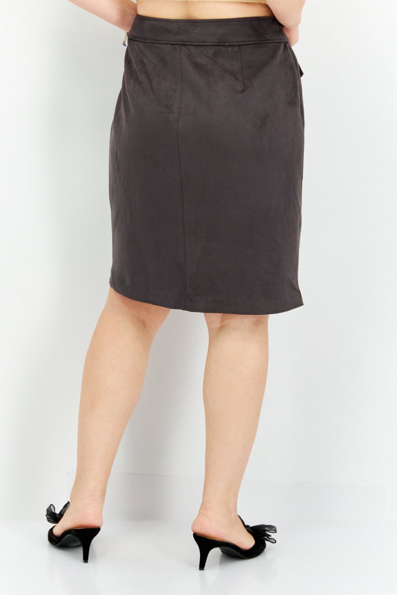 ANNE KLEIN Women Plain Mini Skirt, Grey - Image 2