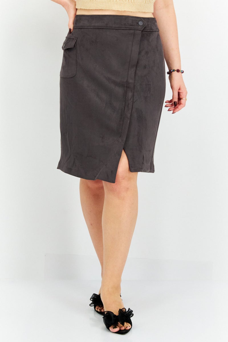 ANNE KLEIN Women Plain Mini Skirt, Grey - Image 1