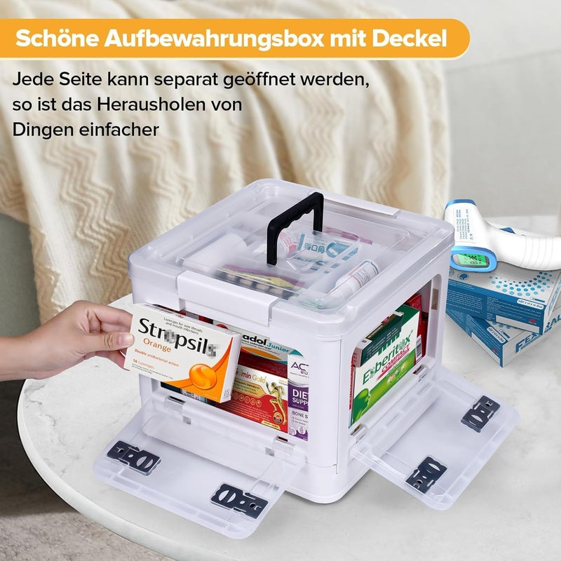 Excefore 18QT Large Capacity Medicine Storage Box with Wheels and Handle, Clear Plastic Medical Organizer with Removable Tray, Multipurpose First Aid Supply Chest for Home and Travel - Image 5