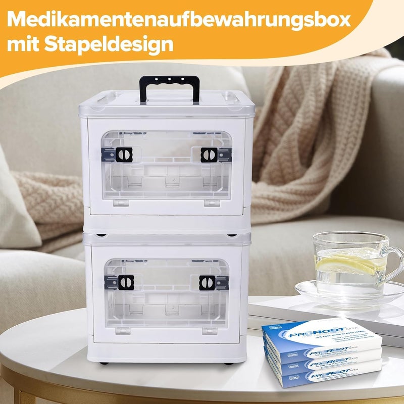 Excefore 18QT Large Capacity Medicine Storage Box with Wheels and Handle, Clear Plastic Medical Organizer with Removable Tray, Multipurpose First Aid Supply Chest for Home and Travel - Image 4