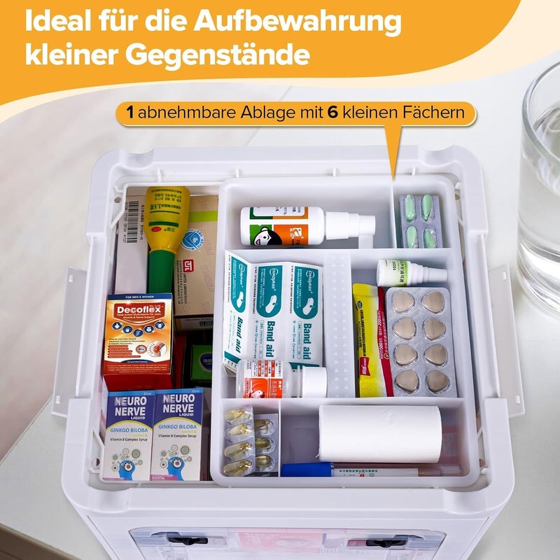 Excefore 18QT Large Capacity Medicine Storage Box with Wheels and Handle, Clear Plastic Medical Organizer with Removable Tray, Multipurpose First Aid Supply Chest for Home and Travel - Image 3
