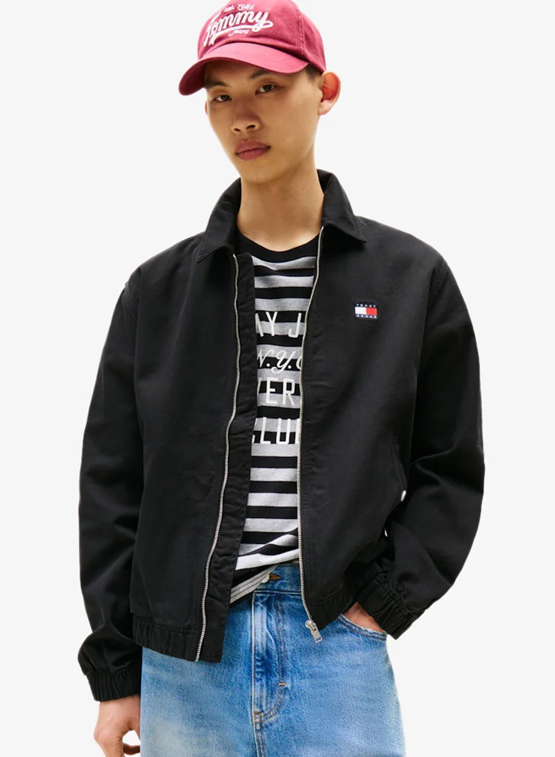 تومي جينز جاكيت واقٍ من الرياح بتصميم علم أساسي