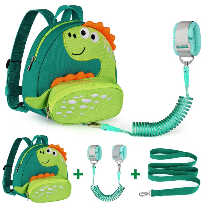 Accmor Toddler Harness Backpack Leash Cute Dinosaur Backpacks with Anti Lost Wrist Link Cute Mini Child Backpack Wristband Tether Strap and Protection Leashes for Boys Girls Aged 13 Years